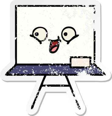 Bir insan tarafından çizilmiş beyaz bir karikatür çıkartması.