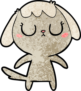 Bir insan tarafından çizilmiş şirin bir çizgi film köpeği.