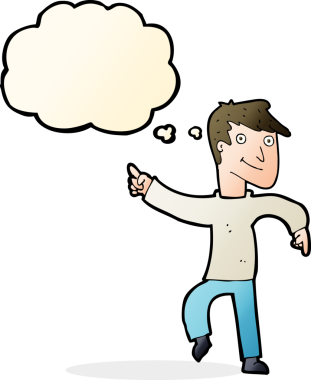 çizgi film mutlu adam bir insan tarafından çizilen düşünce baloncuğu ile işaret