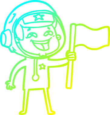 Bir insan tarafından çizilmiş, gülen astronot çizgi filminin soğuk gradyan çizgisi.