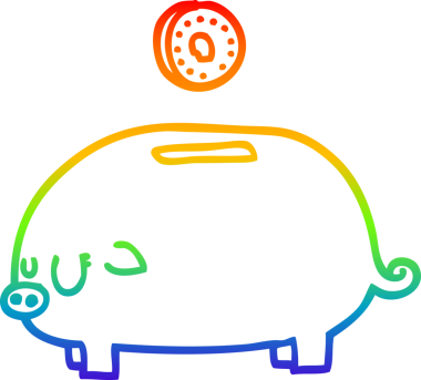 gökkuşağı gradyanı çizimi bir insan tarafından çizilmiş domuz kumbarası