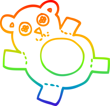 gökkuşağı gradyan çizgi çizimi bir insan tarafından çizilmiş oyuncak ayı