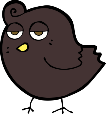 Bir insan tarafından çizilmiş çizgi film kuşu.