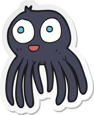 Bir insan tarafından çizilmiş çizgi film örümceğinin çıkartması.