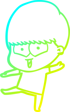 Bir çizgi film karakteri çizen soğuk çizgi bir insan tarafından çizilmiş mutlu çocuk.