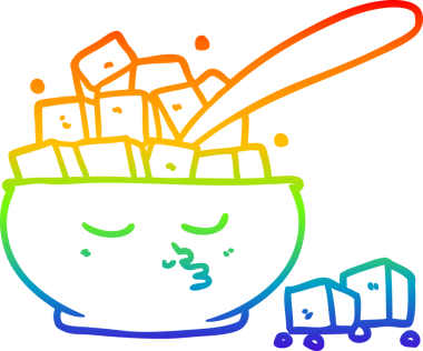 Gökkuşağı gradyan çizgi çizimi bir insan tarafından çizilmiş şeker kasesi