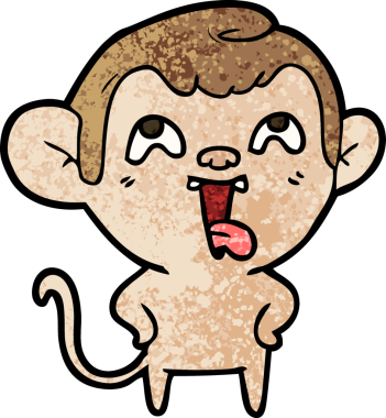 Bir insan tarafından çizilmiş çılgın çizgi film maymunu