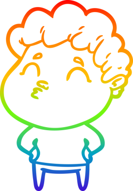 Gökkuşağı gradyan çizgi çizimi bir insan tarafından çizilen bir çizgi film adamı