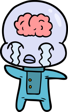 Bir insan tarafından çizilmiş koca beyinli bir uzaylı ağlaması.