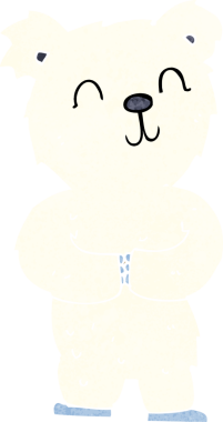 Bir insan tarafından çizilmiş mutlu küçük kutup ayısı çizgi filmi