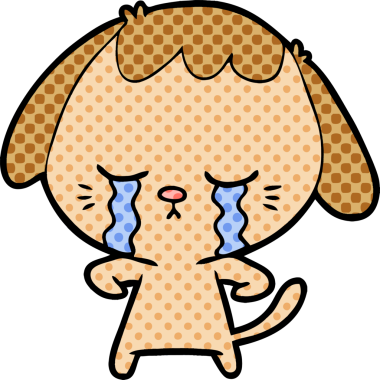 Bir insan tarafından çizilmiş ağlayan bir köpek.