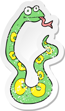 Bir insan tarafından çizilmiş karikatür yılanının geriletilmiş çıkartması.