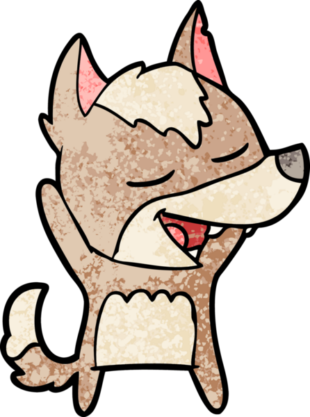 Bir insan tarafından çizilmiş gülen bir kurt.