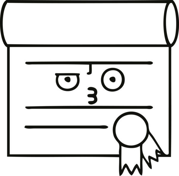 Bir insan tarafından çizilmiş bir sertifikanın çizgi çizimi