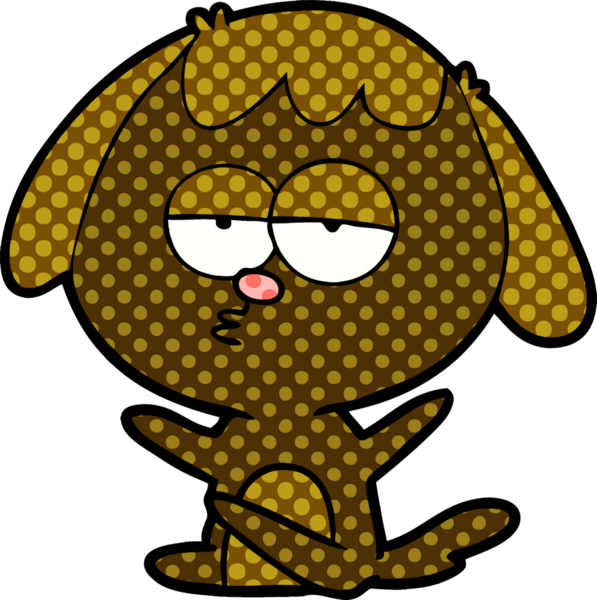 Bir insan tarafından çizilmiş, sıkılmış bir köpek.