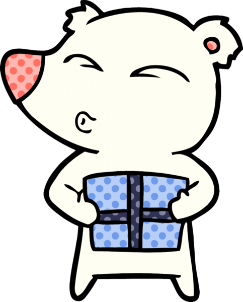 Bir insan tarafından çizilmiş kutup ayısı çizgi filmi.