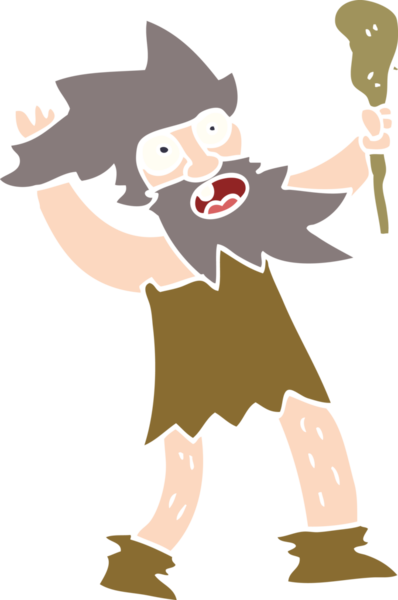 Bir insan tarafından çizilmiş çılgın mağara adamı.