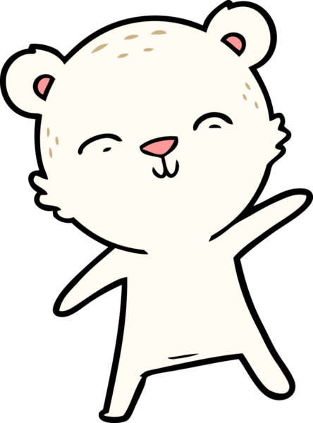 Bir insan tarafından çizilmiş mutlu kutup ayısı çizgi filmi.