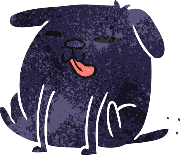 Bir insan tarafından çizilmiş sevimli bir köpeğin eski çizgi film çizimi kawaii