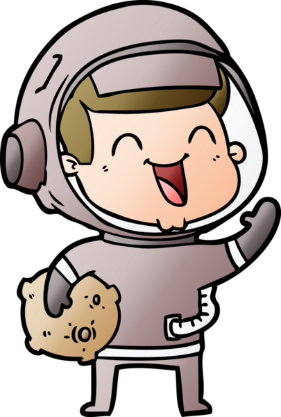 Bir insan tarafından çizilmiş mutlu astronot çizgi filmi.