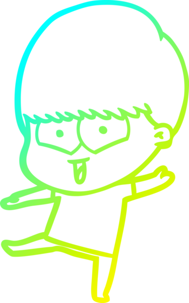 Bir çizgi film karakteri çizen soğuk çizgi bir insan tarafından çizilmiş mutlu çocuk.