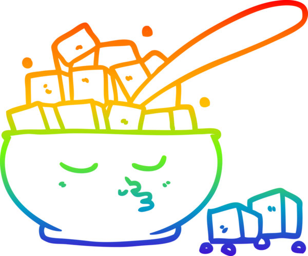 Gökkuşağı gradyan çizgi çizimi bir insan tarafından çizilmiş şeker kasesi