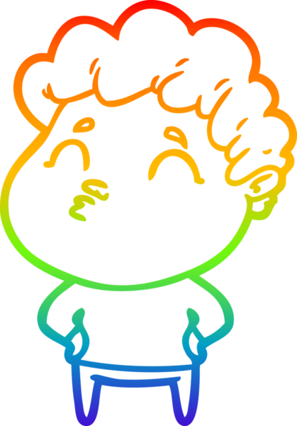 Gökkuşağı gradyan çizgi çizimi bir insan tarafından çizilen bir çizgi film adamı