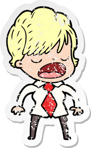 Bir insan tarafından çizilmiş karikatür kadının sıkıntılı çıkartması.