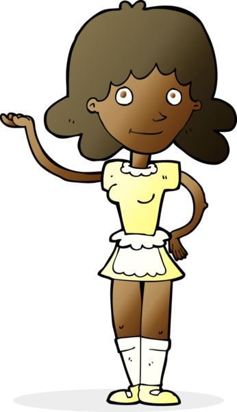 Bir insan tarafından çizilmiş çizgi film hizmetçisi.