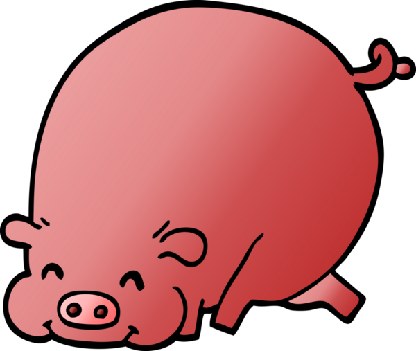 Bir insan tarafından çizilmiş şişko domuz.