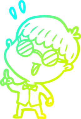 Bir insan tarafından çizilmiş fikri olan zeki bir çocuğun soğuk eğilim çizgisi.