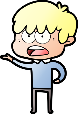 Bir insan tarafından çizilmiş endişeli çizgi film çocuğu.