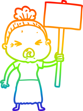 Bir insan tarafından çizilmiş kızgın yaşlı bir kadının çizimi.