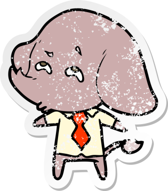 Bir insan tarafından çizilmiş karikatür fili patronunun sıkıntılı çıkartması.