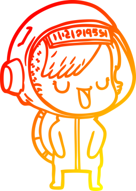 Bir insan tarafından çizilmiş bir astronot kadın çizgi çizimi.