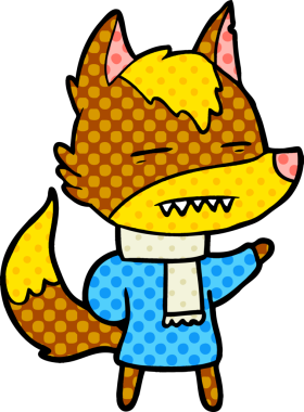 Bir insan tarafından çizilmiş tilki çizgi film karakteri