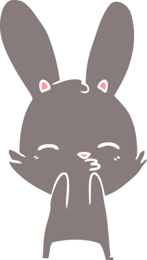 Bir insan tarafından çizilmiş tuhaf düz renkli tavşan.