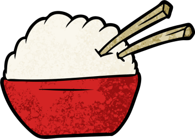 Bir insan tarafından çizilmiş pirinç kasesi.