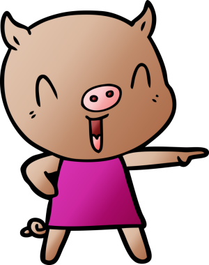 Bir insan tarafından çizilmiş mutlu çizgi film domuzu.