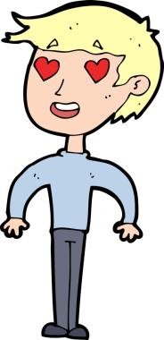 Bir insan tarafından çizilmiş aşık bir çizgi film adamı.