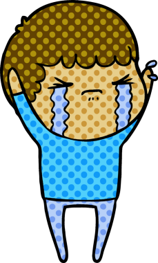 Bir insan tarafından çizilmiş ağlayan çizgi film adamı.