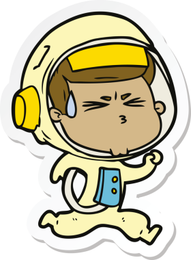 Bir insan tarafından çizilmiş astronotun çizdiği bir çizgi film çıkartması.