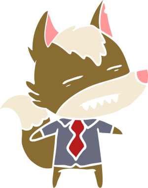 Düz renkli çizgi film ofis kurdu bir insan tarafından çizilmiş dişleri gösteriyor.