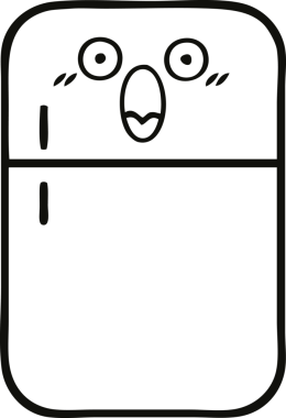 Bir insan tarafından çizilmiş bir buzdolabı karikatürü.