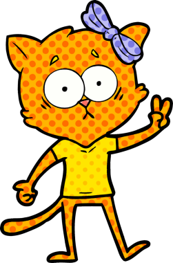 Bir insan tarafından çizilmiş çizgi film kedisi.