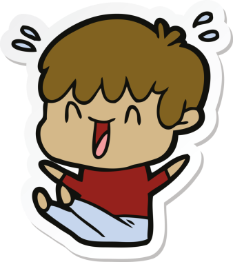 Bir insan tarafından çizilmiş, gülen bir çocuğun çıkartması.