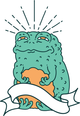 Bir insan tarafından çizilmiş dövmeli karakteri olan kaydırma pankartı.