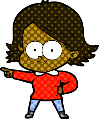 Bir insan tarafından çizilmiş mutlu çizgi film kızı.