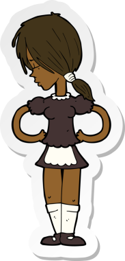 Bir insan tarafından çizilmiş bir çizgi film garsonunun çıkartması.