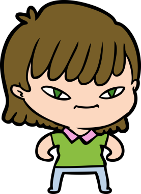 Bir insan tarafından çizilmiş karikatür kadın.